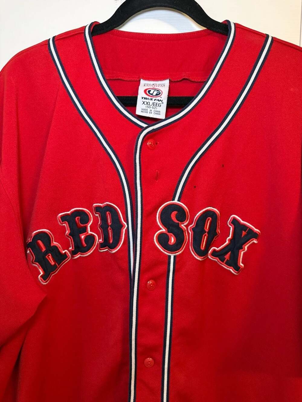 True Fan Boston Red Sox Jersey Size XXL/EEG 50-52 Red MLB Baseball Button